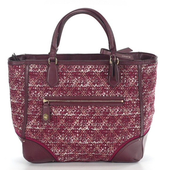 Coach Handbags - COACH Burgundy, Purple, Gold Tweed Purse